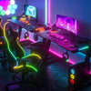 140cm Large Computer Gaming Desk PC Gamer Table Glaring Ambient RGB Light Adjust