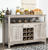 Drink Bar Cabinet Modern Sideboard Wine Rack Cupboard Bottle Storage Unit Grey