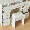 Large Dressing Table Vanity Makeup Desk With LED Light Mirror + Stool + Drawers