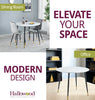 Dining Table, Small Round Kitchen Table with White Marble Effect Top, Metal Legs