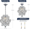 Silver Modern Pendant Chandelier Crystal Raindrop Lighting Ceiling Light Fixture