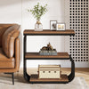 Industrial Small End Table, 3-Tier Narrow Side Accent Table with Metal Frame