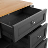 Rolling Kitchen Island Storage Trolley with Wood Effect Top & 5 Drawers Black