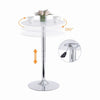 Round White MDF Top Silver Chromed Base Bar Table Pub Table Height Adjustable