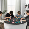 Portable Round Blackjack Board Game Mat 6-Player Foldable Poker Table Top-Green