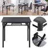 Folding Table Study Writing Desk Workstation Dining Hall Table Shelf Metal Wood