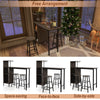 3PCS Bar Table & 2 Stool Industrial Kitchen Dining Set W/ Wine Rack Glass Holder