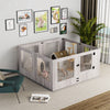 Indoor Tempered Glass Dog Playpen Pet Whelping Pen Box Protective Ledge Inside