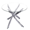 Round Glass Dining Table and 4 Faux Leather Chairs Set Home Kitchen Furniture