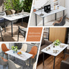 XL Rectangle Kitchen Dining Table Marble Top Heavy Aluminum Frame for 4-6 People