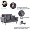 Fabric Sofa Bed Small Loveseat Tufted Button Detail Couch with Wooden Leg Grey