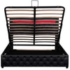 4ft6 Double Gas Lift Ottoman Storage Bed Frame w/ LED Lights Faux Leather Black
