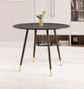 Dining Table, Black Wooden Effect Round Table in Metal Legs, Small Kitchen Table
