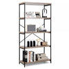 5-Tier Bookshelf Industrial Wood Bookcase Freestanding Display Rack Organizer