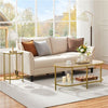 Round Side Table with Glass Top, Gold End Table with Metal Frame for Living Room