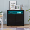 High Gloss 2 Doors Matt Body Sideboard Cupboard Kitchen Buffet Cabinet with LED