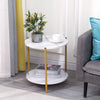 Marble Effect 2-Tier End Table Sofa Side Tables for Living Room Bedside Table