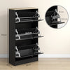 Narrow Shoe Cabinet with 3 Flip Drawers for 18 Pairs of Shoes Black