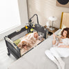 Costway Portable Baby Playard 3-in-1 Convertible Playpen w/Bassinet Bed