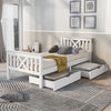 Single Bed 3ft White Solid Pine Wooden Bed Frame w/ 2 Storage Drawers 90x190 cm