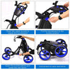 GYMAX Golf Push Pull Cart Lightweight Folding 4 Wheels Golf Push Cart Blue