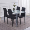 4pcs Black Faux Leather Dining Chairs Metal Legs Kitchen Dining Room Chairs