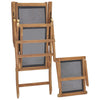 Solid Teak Wood Deck Chair with Footrest Black Outdoor Sun Lounger
