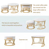 Set of 2 Coffee Nesting Table Set Round Sofa Side Table Faux Marble with Drawer