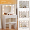 Dressing Table w/ Large Mirror and Stool,Vanity Table with Adjustable Gbimmxhqhb