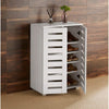 2 Door Shoe Storage Cabinet Rack Stand White Wooden Cupboard Slatted Doors Oslo