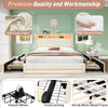 Upholstered Bed Frame 4ft6 Double Bed LED Lights with Storage Drawers, Headboard