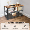 3 Tier Shoe Rack Bench Industrial Style Wooden Shoe Storage Bench & Seat