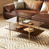 Coffee Table 2 Tier Tempered Glass Top Metal Frame Storage Shelf Living Room