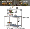Stainless Steel Table with 2 Layer Top Shelf, Food Prep Workbench for Outdoor
