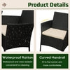 4PCS Rattan Sofa Set Garden Furniture Patio Weaving Wicker Armchair+Table Black