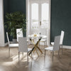 Round Tempered Glass Dining Table Kitchen Bistro Table with Gold Metal Stand Leg
