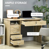 Wooden Computer Table Office Desk Study Dorm Lockable Drawer Storage Oak Tone