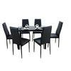 3 sizes Black Glass Dining Table and 4/ 6 Faux Leather Chairs Set Home Furniture