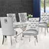 1/2/4X Light Grey Velvet Dining Chair Kitchen Dinning Room Metal Leg Padded Seat