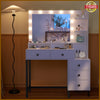 White Dressing Table Makeup Desk and 5 Drawers, 11 LED Bulbs Mirror Vanity Set
