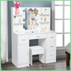 Modern Vanity Makeup Desk with LED Lights Mirror 3 Lights Colors 5 Drawers White