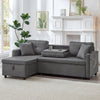 L-Shaped Corner Sofa Bed with Storage Chaise Pull-Out Sleeper Couch Grey Fabric