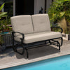120CM 2 Seats Outdoor Swing Glider Chair Garden Patio Loveseat w/Cushions Beige