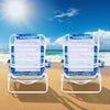 2 Pack Folding Beach Chair Lounger w/ 5 Adjustable Positions Blue