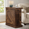 Farmhouse End Table, Narrow Small Side Table with Storage Drawer for Living Room