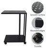 Metal Side Table 2 Layer Sofa End Coffee Snack Table with Wheels for Living Room