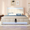 Double Bed Upholstered Bed Beige Fabric Ottoman Storage Bed Frame With Gas Lift