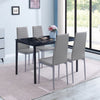 4pcs Grey Faux Leather Dining Chairs & Black Marble MDF Top Dining Table Set
