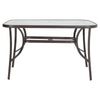 1.2m Brown Garden Tempered Glass Table Patio Rectangle Dining Table Parasol Hole