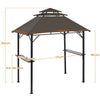 Grill Gazebo, Outdoor BBQ Gazebo with Height-adjustable Shelves, 2.4x1.5m, Brown